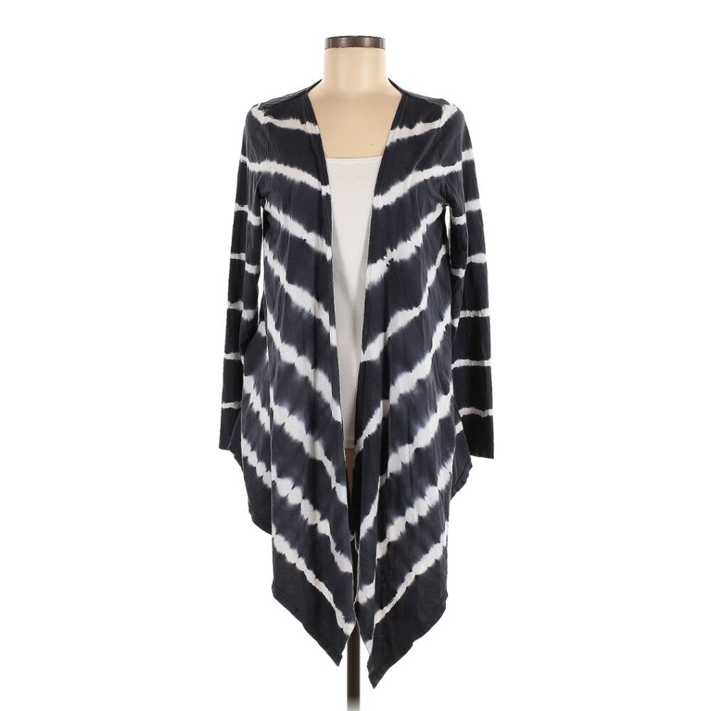 Soft Surroundings Navy Tie Dye Waterfall Drape Open Front Cardigan Wrap Size M - Picture 2 of 5
